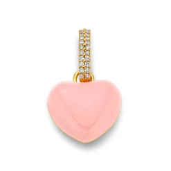 Pink Enamel Puffy Heart Pendant