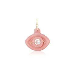 Pink Opal and White Pearl Eye Charm