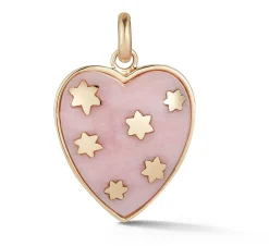 Pink Opal Anna Heart Charm in Yellow Gold