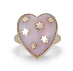 Pink Opal Anna Heart Ring in Yellow Gold