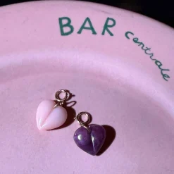 Pink Opal Mini Split Heart Charm