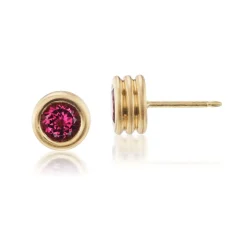 Pink Tourmaline Grotto Stud Earrings in Yellow Gold