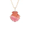 Pink Tourmaline Small Shell pendant in yellow gold