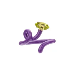 Purple Baby Tendril Vine Ring with Peridot