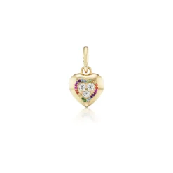 Rainbow Halo Diamond Candy Heart Button Charm