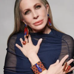 Red Butterfly Marquetry Ring in Yellow Gold