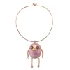 Rhodochrosite and Pink Sapphire Sloth Necklace in Rose Gold