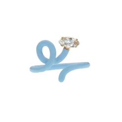 Rock Crystal and Baby Blue Tendril Vine Ring