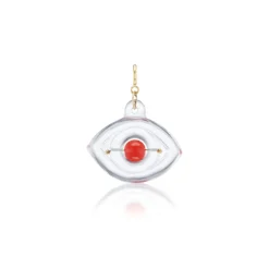 Rock Crystal and Coral Eye Charm