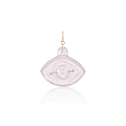 Rose Quartz and White Pearl Eye Charm
