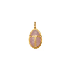 Rose Quartz Scarab Pendant in Yellow Gold