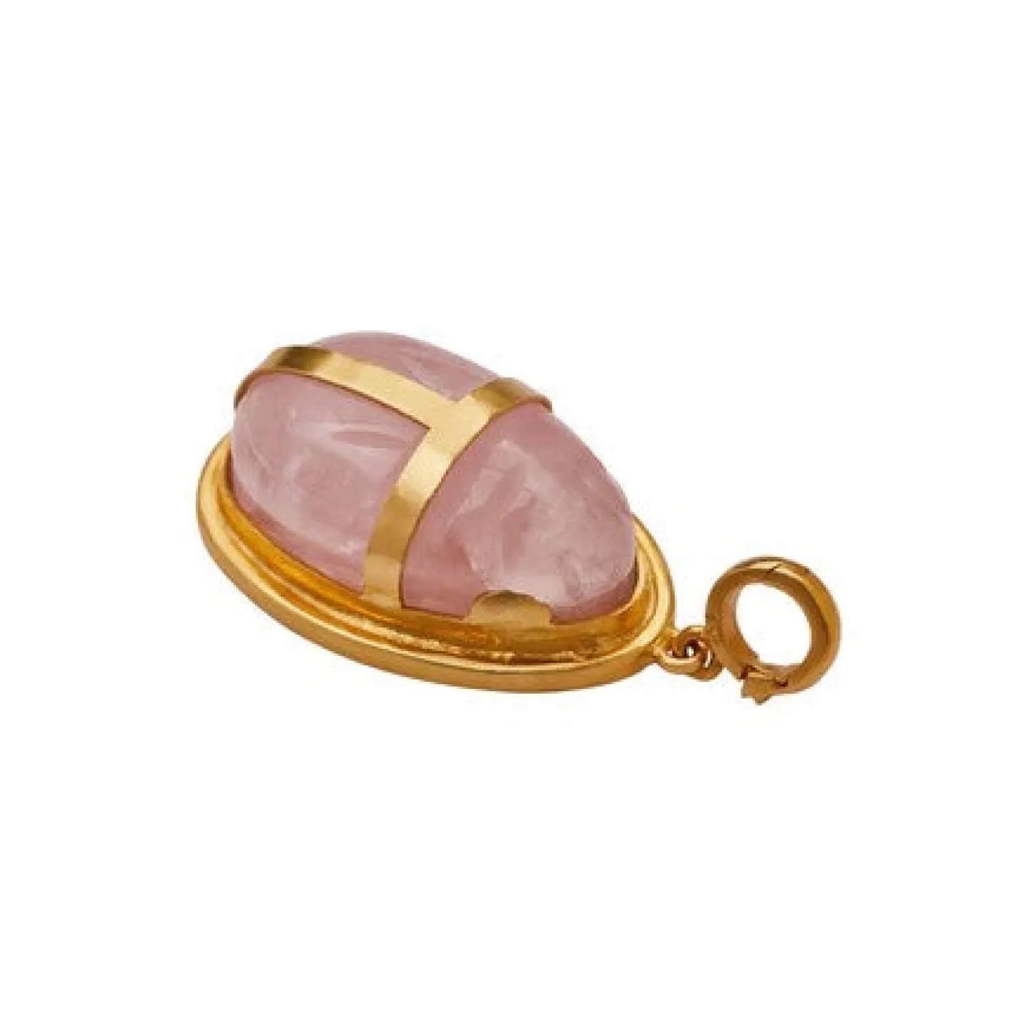 Rose Quartz Scarab Pendant in Yellow Gold