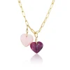 Ruby & Pink Opal Mini Split Heart Charm Pair