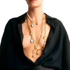 Ruby and Pearl Precious Cameo Charm in Yellow Gold