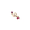 Ruby and Pink Sapphire Mini Loop Stud in Yellow Gold