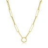 Sara Chain Long Oval Link Necklace in Yellow Gold