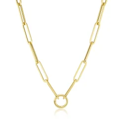 Sara Chain Long Oval Link Necklace in Yellow Gold