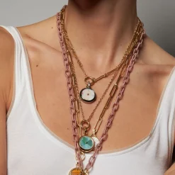 Sara Chain Long Oval Link Necklace in Yellow Gold