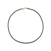 Scúba Cord Necklace in Black Leather and Yellow Gold