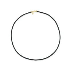 Scúba Cord Necklace in Black Leather and Yellow Gold