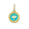 Sky Blue Enamel Evil Eye Coin Pendant