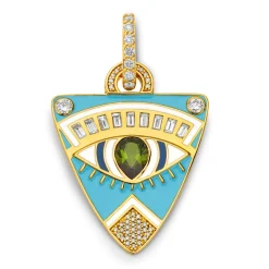 Sky Blue Enamel Guitar Pick Pendant in Yellow Gold