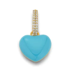 Sky Blue Enamel Puffy Heart Pendant
