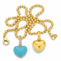 Sky Blue Enamel Puffy Heart Pendant