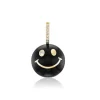Small Black Onyx and White Diamond Smiley Face Charm