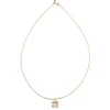 Square Cut Rock Crystal Pendant Necklace in Yellow Gold