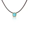 Suglarloaf Turquoise Scuba Choker in Black Leather and Yellow Gold