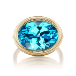 Swiss Blue Topaz Scuba Ring in Yellow Gold