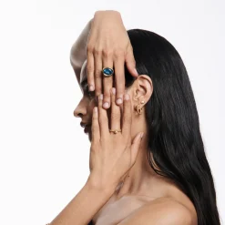 Swiss Blue Topaz Scuba Ring in Yellow Gold