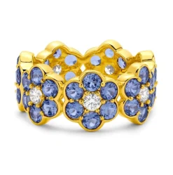 Tanzanite Flower Ring in Yellow Gold