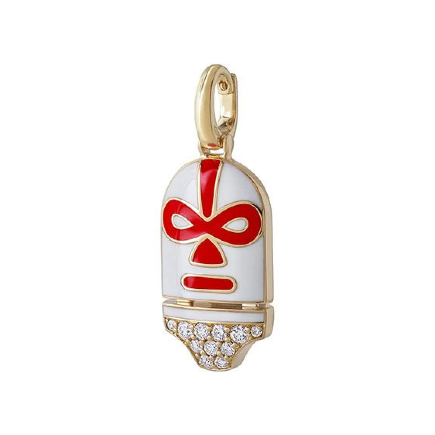 The Destroyer Luchadores Charm with White Diamonds in Yellow Gold