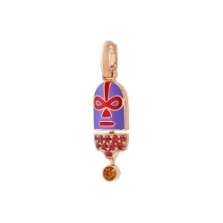 The Destroyer Sees Purple Luchadores Pendant with Orange Sapphires in Yellow Gold