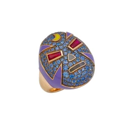 The Mankind Wrestler Ring in Blue Sapphire and Rose Gold