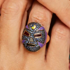 The Mankind Wrestler Ring in Blue Sapphire and Rose Gold