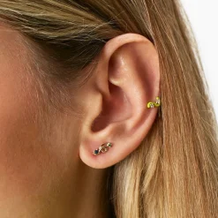 Tsavorite and Blue Sapphire Mini Loop Earring