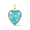 Turquoise Anna Heart Charm in Yellow Gold