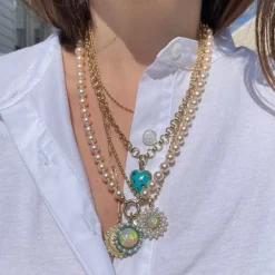 Turquoise Anna Heart Charm in Yellow Gold