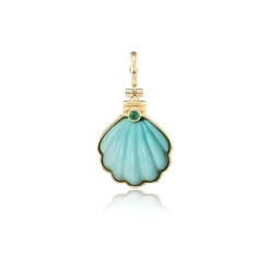 Vintage Turquoise Shell Charm in Yellow Gold