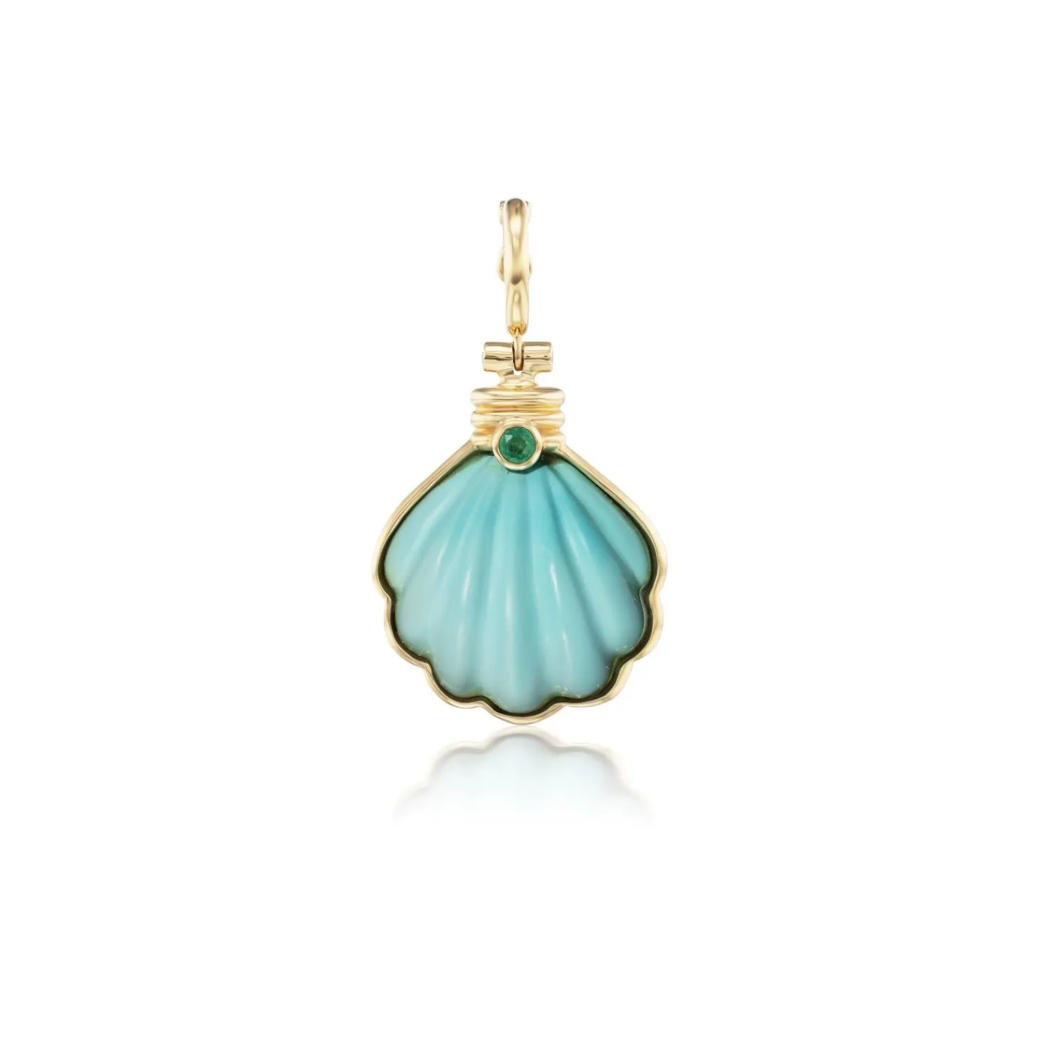 Vintage Turquoise Shell Charm in Yellow Gold