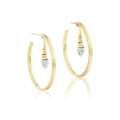White Diamond Amanda Hoop Earrings in Yellow Gold
