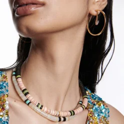 White Diamond Amanda Hoop Earrings in Yellow Gold