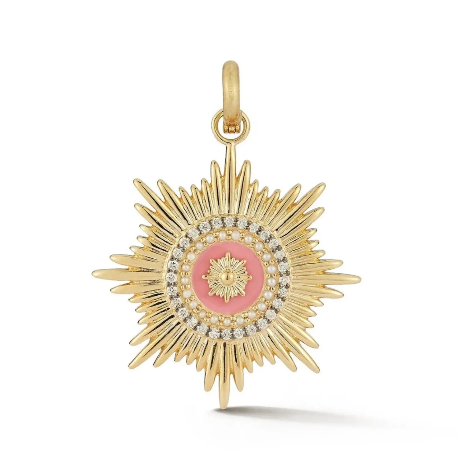 White Diamond and Enamel Vale Charm in Yellow Gold