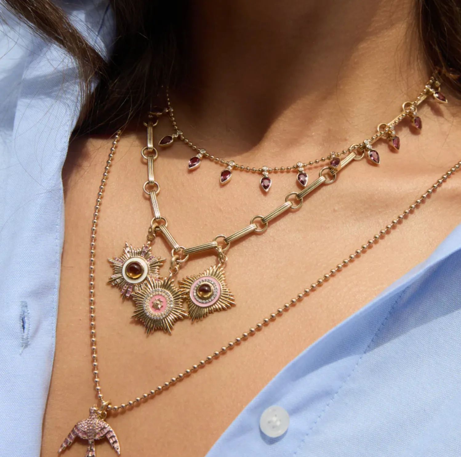 White Diamond and Enamel Vale Charm in Yellow Gold