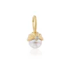 White Diamond and Pearl Scallop Pendant in Yellow Gold