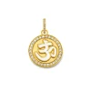 White Diamond and Yellow Gold OM Coin Pendant