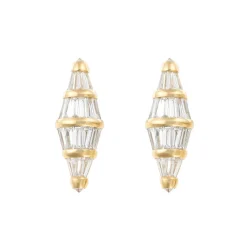 White Diamond Baguette Spectrum Revisited Large Stud in Yellow Gold